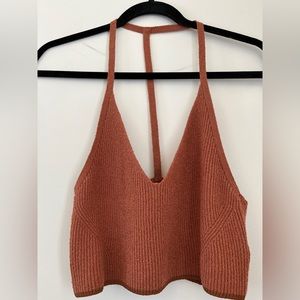 Rag & Bone size M cotton rib top in pale copper